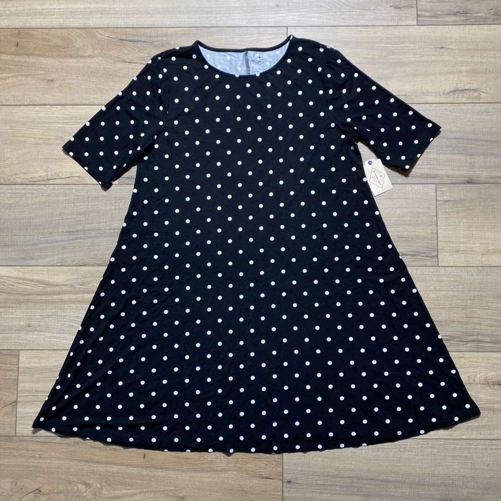 St. John's Bay Black Dress with White Polka Dots Midi